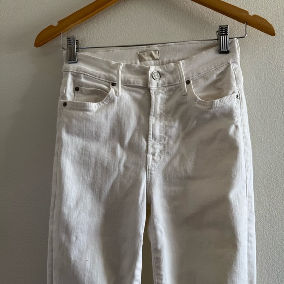 Mother White High Waisted Rascal Ankle Distressed Little Miss Innocent Jeans 25 - Picture 3 of 11